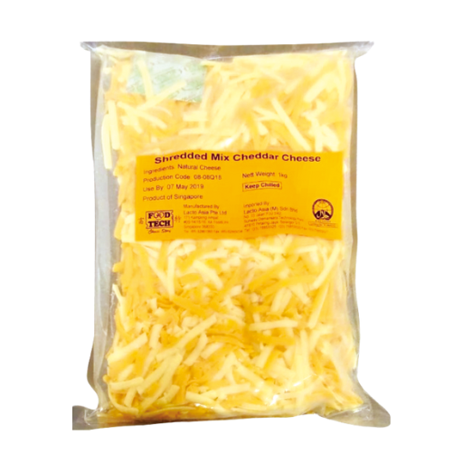 Food Tech - Mix Shredded (Plain + Red) Cheddar Cheese 1kg